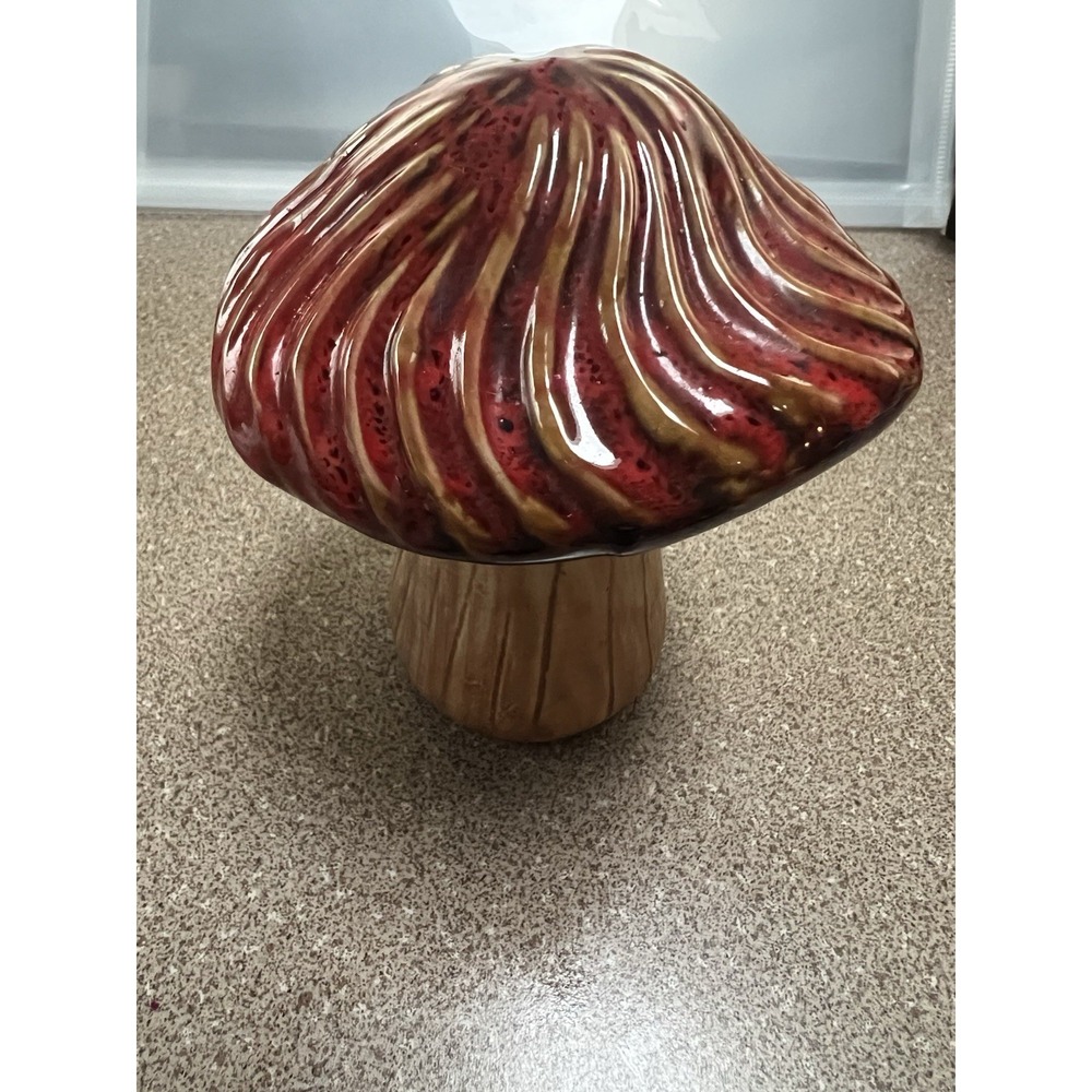 Orange Garden Mushroom Ornament Lawn Decoration 5 Inch Tall 4 Inches Wide At Top